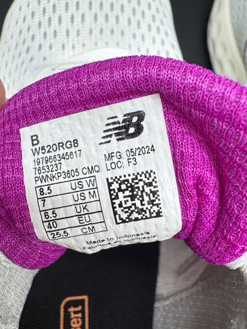 New Balance 520 v8 Running Shoe Gray Purple White Size 8.5 New in Box - Picture 7 of 8